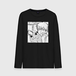 Лонгслив хлопковый мужской Человек — бензопила, цвет: черный