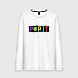 Лонгслив хлопковый мужской Pop It - Glitch, цвет: белый