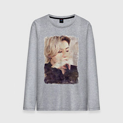 Лонгслив хлопковый мужской Задумчивый Чонгук, цвет: меланж