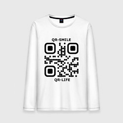 Лонгслив хлопковый мужской QR-SMILE, цвет: белый