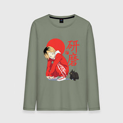 Мужской лонгслив Кенма Козуме с котиком Haikyuu