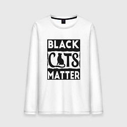 Лонгслив хлопковый мужской Black Cats Matter, цвет: белый