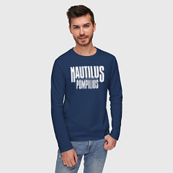Лонгслив хлопковый мужской Nautilus Pompilius логотип цвета тёмно-синий — фото 2