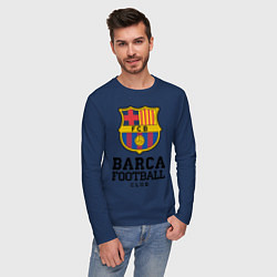 Лонгслив хлопковый мужской Barcelona Football Club, цвет: тёмно-синий — фото 2