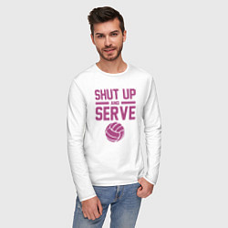 Лонгслив хлопковый мужской Shut Up And Serve, цвет: белый — фото 2