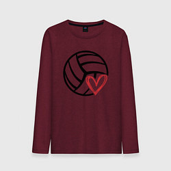 Лонгслив хлопковый мужской Love Volleyball, цвет: меланж-бордовый