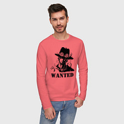 Лонгслив хлопковый мужской Портгас Д Эйс в розыске One Piece, цвет: коралловый — фото 2