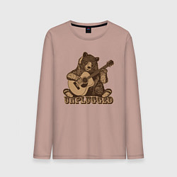 Лонгслив хлопковый мужской Медведь играет на гитаре, цвет: пыльно-розовый
