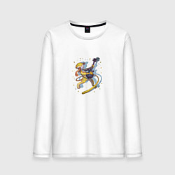 Лонгслив хлопковый мужской Музыкальный леопард, цвет: белый