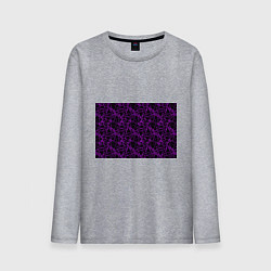 Лонгслив хлопковый мужской Фиолетово-черный абстрактный узор, цвет: меланж