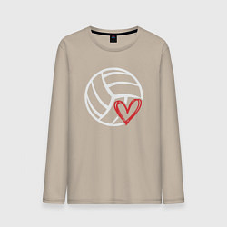 Лонгслив хлопковый мужской Love Volleyball, цвет: миндальный