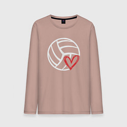 Лонгслив хлопковый мужской Love Volleyball, цвет: пыльно-розовый