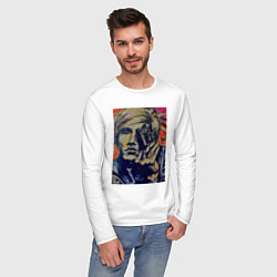 Лонгслив хлопковый мужской Автопортрет Энди Уорхола, цвет: белый — фото 2