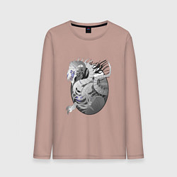 Лонгслив хлопковый мужской Костяной дракон, цвет: пыльно-розовый