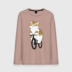 Мужской лонгслив Котик на велосипеде