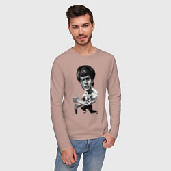 Лонгслив хлопковый мужской Bruce Lee, цвет: пыльно-розовый — фото 2