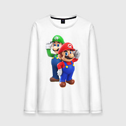 Лонгслив хлопковый мужской Mario Bros цвета белый — фото 1