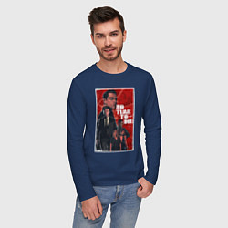 Лонгслив хлопковый мужской Не Время Умирать 007 плакат, цвет: тёмно-синий — фото 2