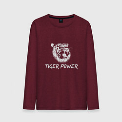 Лонгслив хлопковый мужской Power of Tiger, цвет: меланж-бордовый