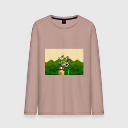 Лонгслив хлопковый мужской Mario Coins, цвет: пыльно-розовый