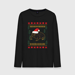 Лонгслив хлопковый мужской Рождественский свитер Жаба, цвет: черный