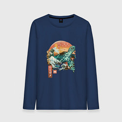 Лонгслив хлопковый мужской Черепаха Япония, цвет: тёмно-синий