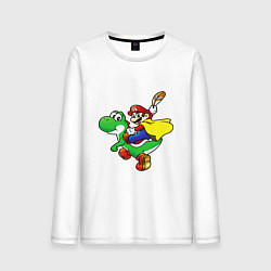 Лонгслив хлопковый мужской Yoshi&Mario, цвет: белый