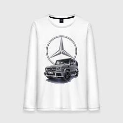 Лонгслив хлопковый мужской Mercedes Gelendwagen G63 AMG G-class G400d, цвет: белый
