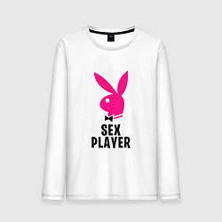 Лонгслив хлопковый мужской СЕКС ИГРОК PLAYBOY, цвет: белый