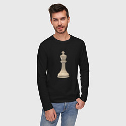 Лонгслив хлопковый мужской Шахматная фигура Белый король, цвет: черный — фото 2