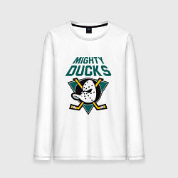 Лонгслив хлопковый мужской Анахайм Дакс, Mighty Ducks, цвет: белый