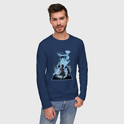 Лонгслив хлопковый мужской Genshin Impact AyakaАяка, цвет: тёмно-синий — фото 2