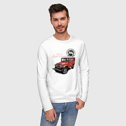 Лонгслив хлопковый мужской Toyota Land Cruiser Retro, цвет: белый — фото 2