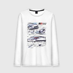 Лонгслив хлопковый мужской Toyota Gazoo Racing sketch, цвет: белый
