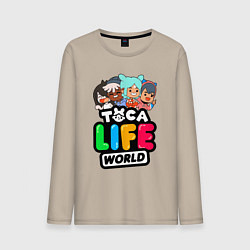 Лонгслив хлопковый мужской TOCA LIFE WORLD ТОКА ЛАЙФ ВОРЛД ПЕРСОНАЖИ, цвет: миндальный