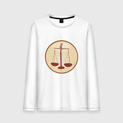 Лонгслив хлопковый мужской Весы бежевые, цвет: белый