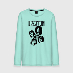 Лонгслив хлопковый мужской Участники группы Led Zeppelin цвета мятный — фото 1