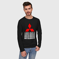 Лонгслив хлопковый мужской MITSUBISHI МИЦУБИСИ МИТСУБИСИ МИЦУБИШИ LOGO STYLE, цвет: черный — фото 2