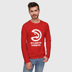 Лонгслив хлопковый мужской Атланта Хокс, Atlanta Hawks, цвет: красный — фото 2