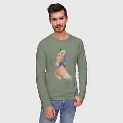Лонгслив хлопковый мужской Link girl from Legen of Zelda, цвет: авокадо — фото 2