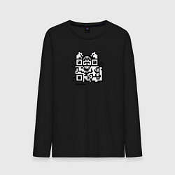 Лонгслив хлопковый мужской QR-коте, цвет: черный