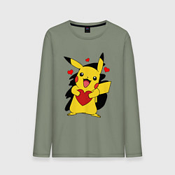 Мужской лонгслив ПИКАЧУ И СЕРДЕЧКО POKENON PIKACHU LOVE