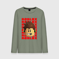 Лонгслив хлопковый мужской ROBLOX RED LOGO LEGO FACE, цвет: авокадо