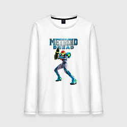 Лонгслив хлопковый мужской Metroid Dread Метроид Дреад, цвет: белый