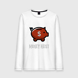 Лонгслив хлопковый мужской Money Heist Pig, цвет: белый