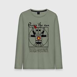 Лонгслив хлопковый мужской Dark Souls - Praise the Sun!, цвет: авокадо
