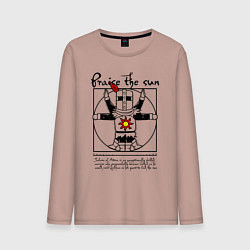 Лонгслив хлопковый мужской Dark Souls - Praise the Sun!, цвет: пыльно-розовый