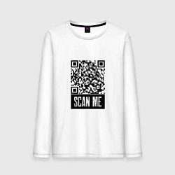 Лонгслив хлопковый мужской QR Scan, цвет: белый