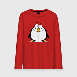 Лонгслив хлопковый мужской Глазастый пингвин, цвет: красный