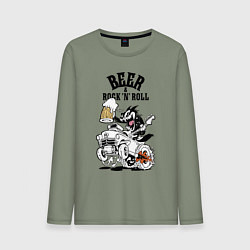 Лонгслив хлопковый мужской Beer & RocknRoll, цвет: авокадо